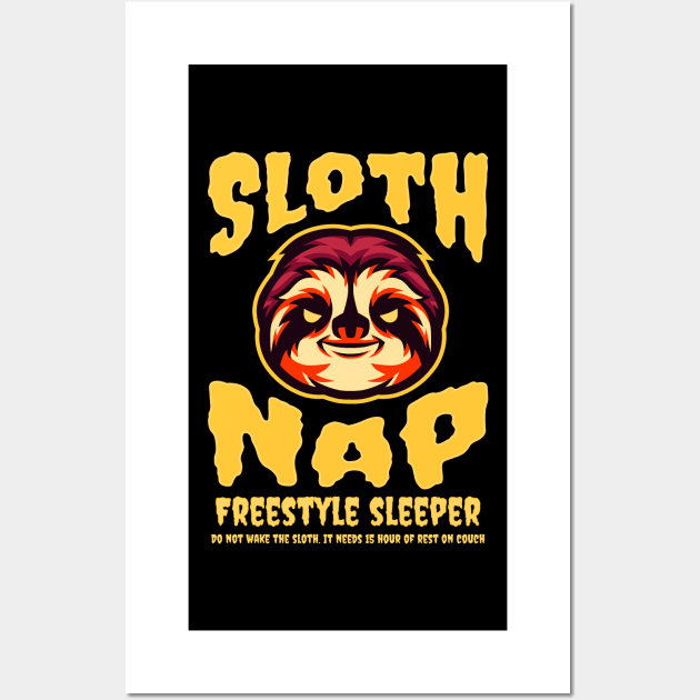 Sloth Nap. Freestyle Sleeper. Spooky Funny Sloth Gift Wall Art by vystudio